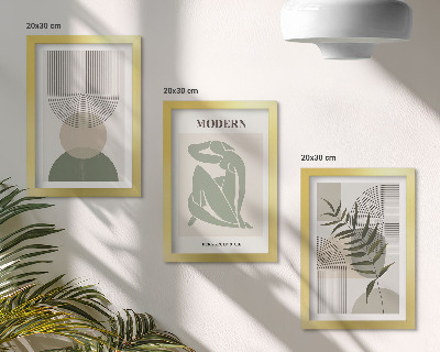 Sada obrazov do obývačky Štýlová grafika s abstraktnými tvarmi a rastlinami