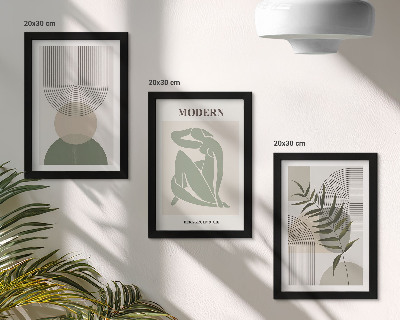 Sada obrazov do obývačky Štýlová grafika s abstraktnými tvarmi a rastlinami