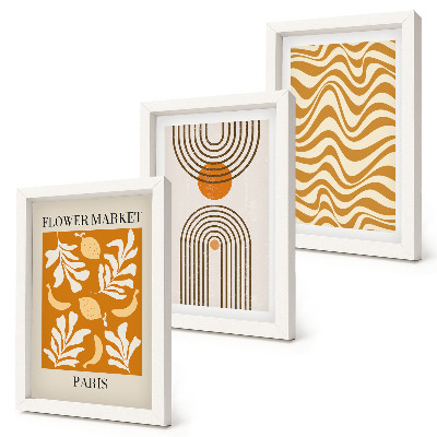Triptych v ráme Módne plagáty s kvetinovými a geometrickými vzormi