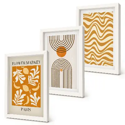 Módne plagáty s kvetinovými a geometrickými vzormi triptych v ráme