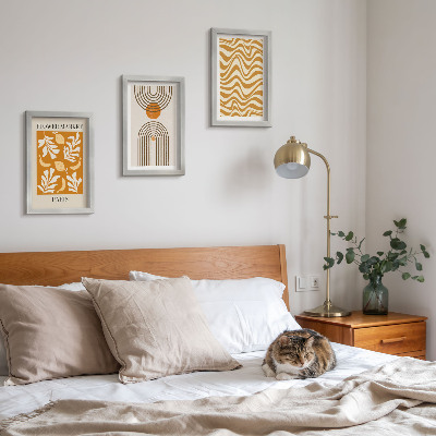 Triptych v ráme Módne plagáty s kvetinovými a geometrickými vzormi