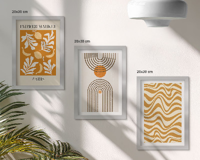 Triptych v ráme Módne plagáty s kvetinovými a geometrickými vzormi