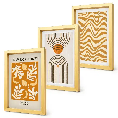Módne plagáty s kvetinovými a geometrickými vzormi triptych v ráme
