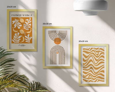 Triptych v ráme Módne plagáty s kvetinovými a geometrickými vzormi