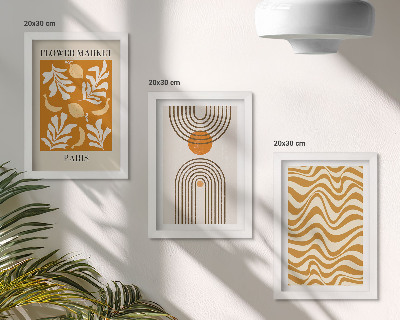 Triptych v ráme Módne plagáty s kvetinovými a geometrickými vzormi