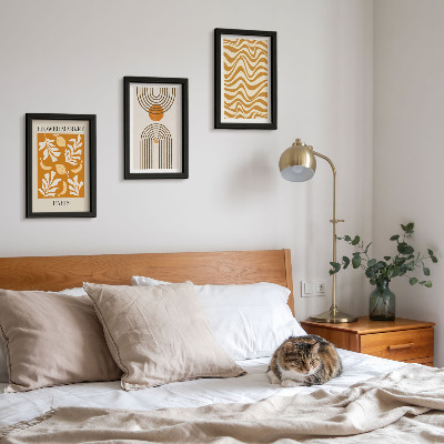 Triptych v ráme Módne plagáty s kvetinovými a geometrickými vzormi