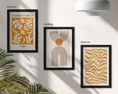 Triptych v ráme Módne plagáty s kvetinovými a geometrickými vzormi