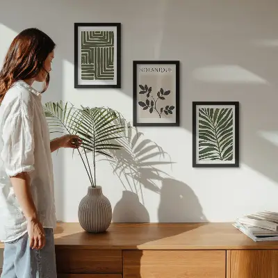 Sada obrazov do obývačky botanické kompozície v štýle boho minimalizmus