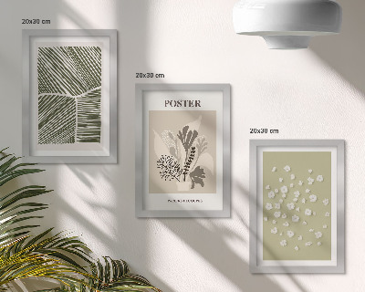 Triptych v ráme Rastlinné motívy v tlmených farbách a vzoroch
