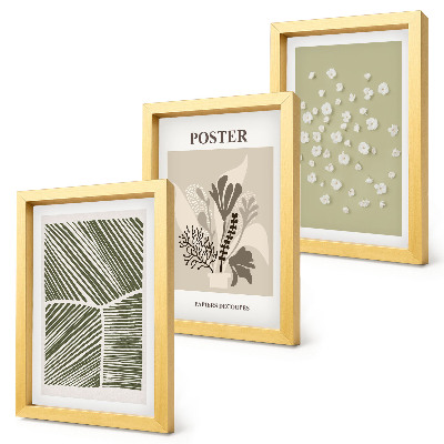 Triptych v ráme Rastlinné motívy v tlmených farbách a vzoroch