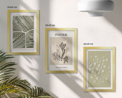 Triptych v ráme Rastlinné motívy v tlmených farbách a vzoroch