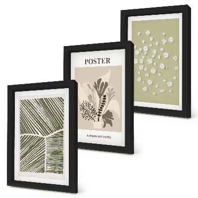 Triptych v ráme Rastlinné motívy v tlmených farbách a vzoroch