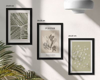 Triptych v ráme Rastlinné motívy v tlmených farbách a vzoroch
