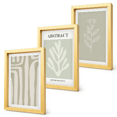 Triptych v ráme Abstraktné rastlinné vzory v tlmených farbách