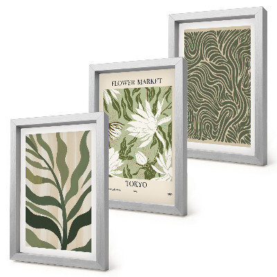 Sada obrazov do obývačky Rastlinné vzory, botanické dekorácie, boho štýl