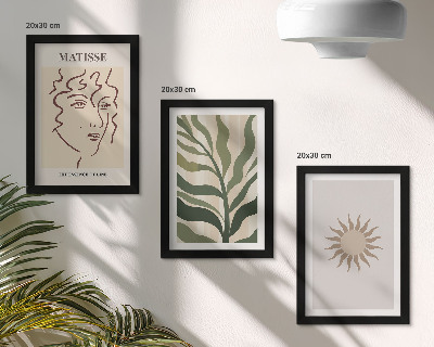 Triptych v ráme Abstraktné rastlinné vzory a čiary v tlmených farbách
