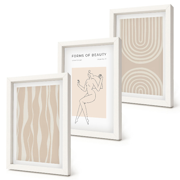 Triptych v ráme Abstraktné vzory, jemné boho dekorácie