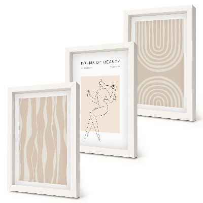 Triptych v ráme Abstraktné vzory, jemné boho dekorácie