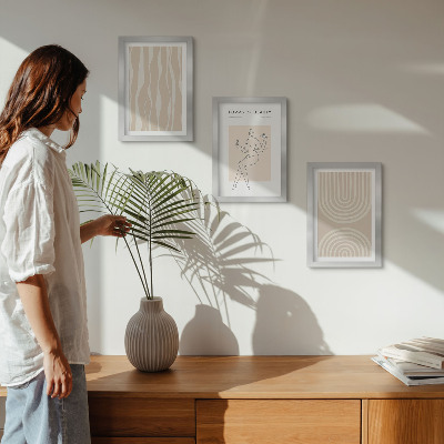 Triptych v ráme Abstraktné vzory, jemné boho dekorácie