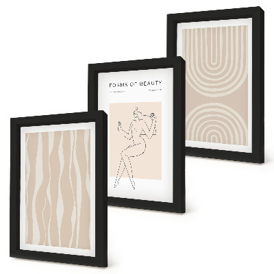 Triptych v ráme Abstraktné vzory, jemné boho dekorácie