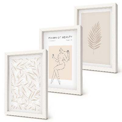 Triptych v ráme Minimalistické botanické dizajnové motívy