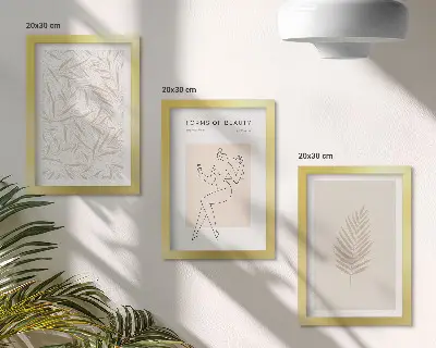 Minimalistické botanické dizajnové motívy triptych v ráme
