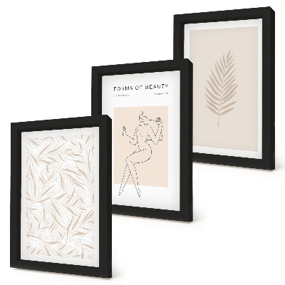 Triptych v ráme Minimalistické botanické dizajnové motívy