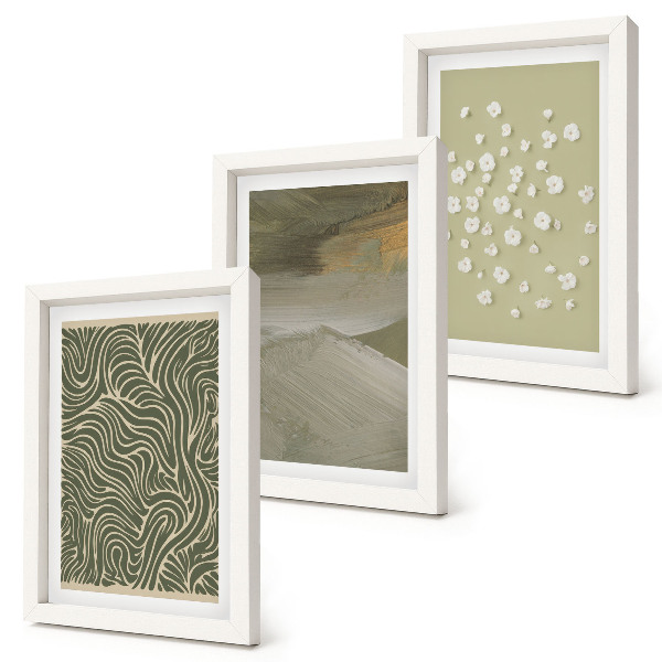 Triptych v ráme Vlnité a abstraktné vzory s boho kvetmi