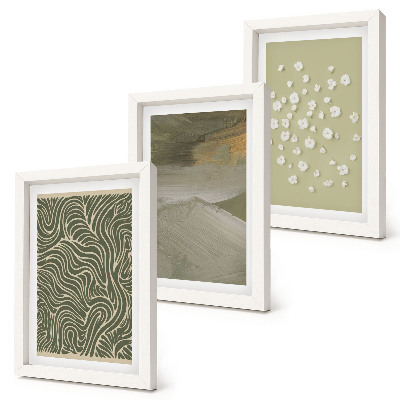 Triptych v ráme Vlnité a abstraktné vzory s boho kvetmi
