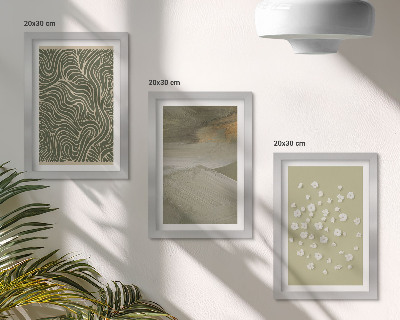 Triptych v ráme Vlnité a abstraktné vzory s boho kvetmi
