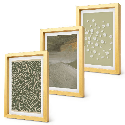 Triptych v ráme Vlnité a abstraktné vzory s boho kvetmi