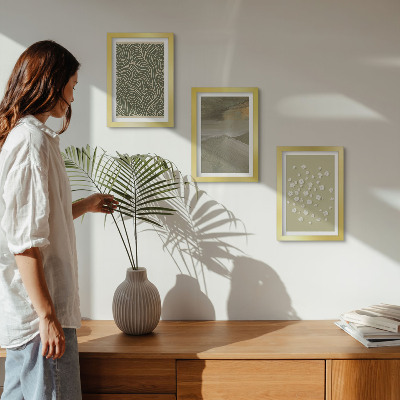 Triptych v ráme Vlnité a abstraktné vzory s boho kvetmi