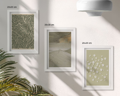 Triptych v ráme Vlnité a abstraktné vzory s boho kvetmi