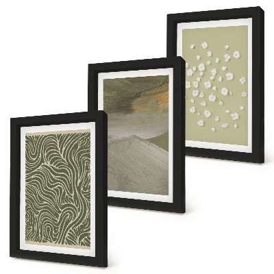 Triptych v ráme Vlnité a abstraktné vzory s boho kvetmi