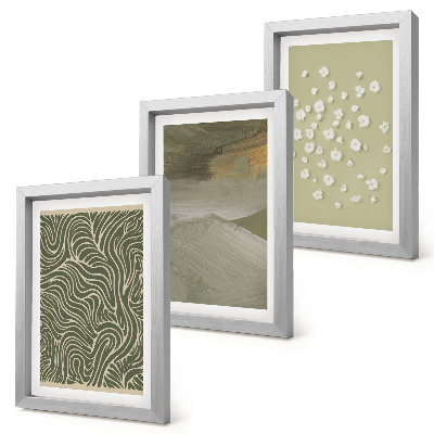 Triptych v ráme Vlnité a abstraktné vzory s boho kvetmi