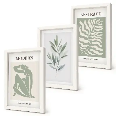 Akvarelové boho rastliny od Matisse triptych v ráme