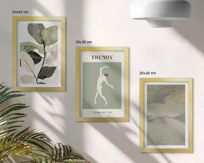 Triptych v ráme Rastlinné vzory so siluetami a abstraktnými tvarmi
