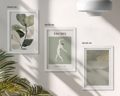 Triptych v ráme Rastlinné vzory so siluetami a abstraktnými tvarmi