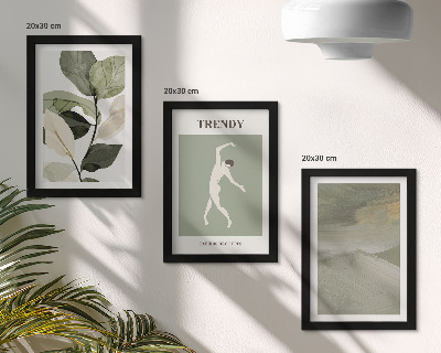 Triptych v ráme Rastlinné vzory so siluetami a abstraktnými tvarmi