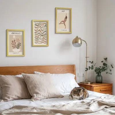 Sada obrazov do obývačky v štýle boho s abstraktnými tvarmi a vzormi v štýle Matisse