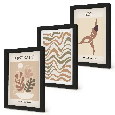 Sada obrazov do obývačky v štýle boho s abstraktnými tvarmi a vzormi v štýle Matisse