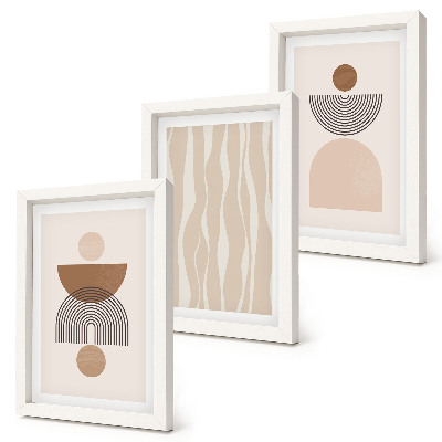 Triptych v ráme Abstraktné tvary v odtieňoch hnedej a béžovej