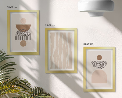 Triptych v ráme Abstraktné tvary v odtieňoch hnedej a béžovej