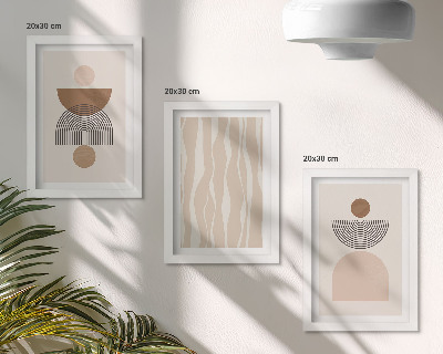Triptych v ráme Abstraktné tvary v odtieňoch hnedej a béžovej