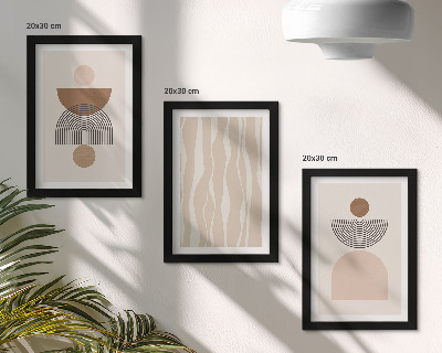 Triptych v ráme Abstraktné tvary v odtieňoch hnedej a béžovej