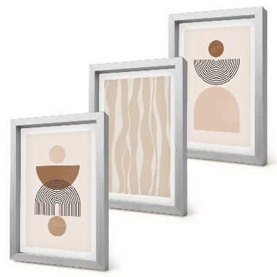 Triptych v ráme Abstraktné tvary v odtieňoch hnedej a béžovej
