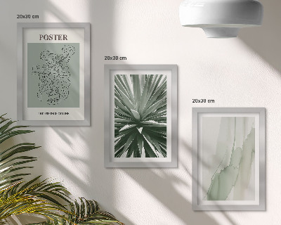 Triptych v ráme Rastlinné vzory v odtieňoch zelenej a béžovej
