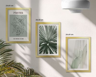 Triptych v ráme Rastlinné vzory v odtieňoch zelenej a béžovej