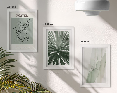 Triptych v ráme Rastlinné vzory v odtieňoch zelenej a béžovej