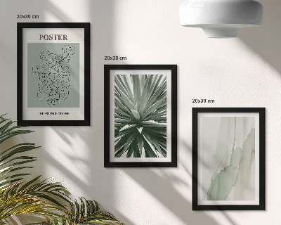 Triptych v ráme Rastlinné vzory v odtieňoch zelenej a béžovej